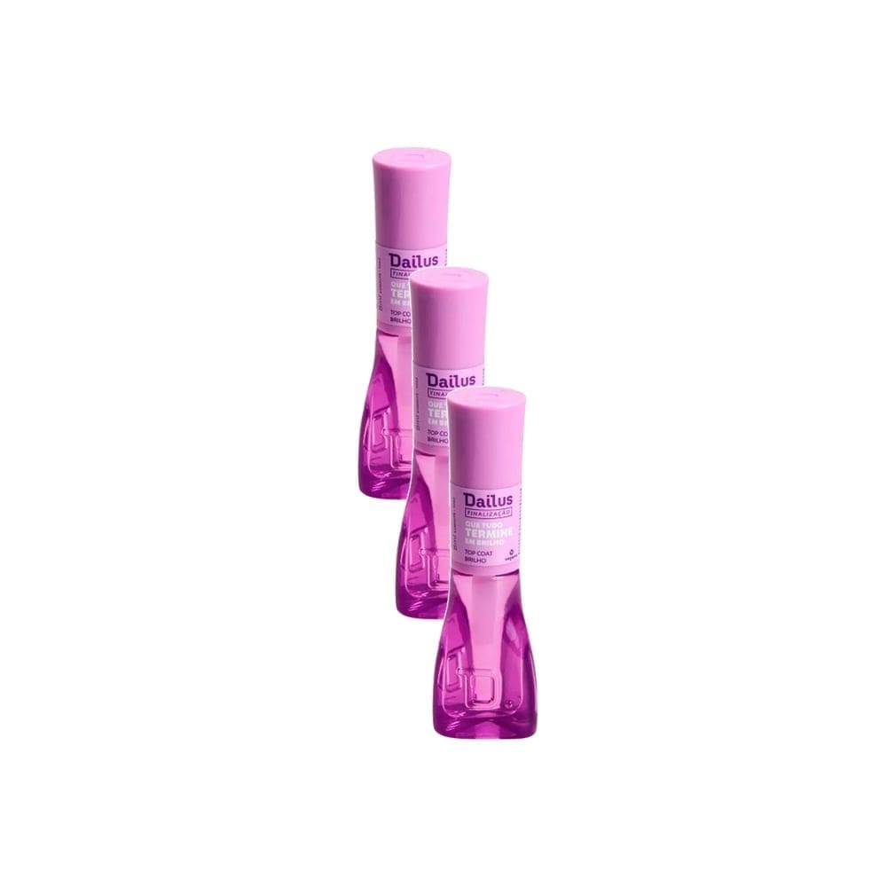 Kit 3 Top Coat Brilho Dailus Que Tudo Termine em Brilho 8ml