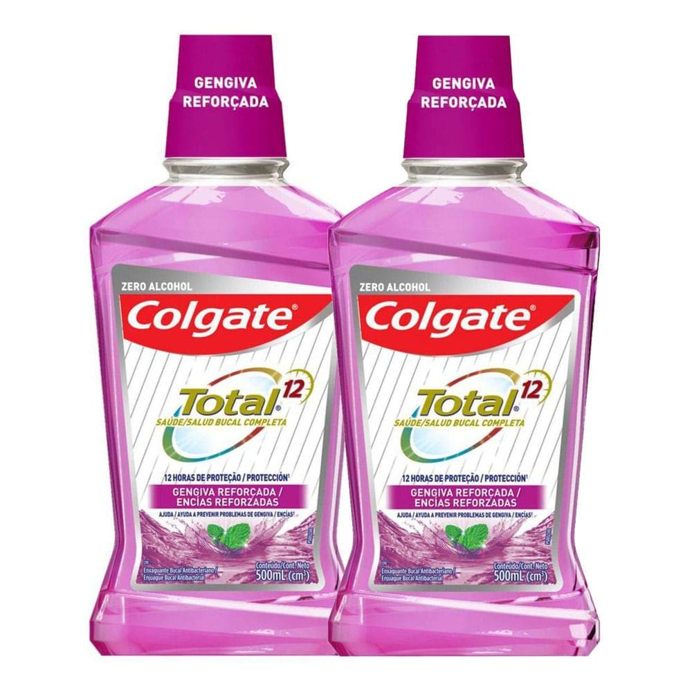 Kit 2 Enxaguante Bucal Colgate Total Prevenção Ativa Gengiva Saudável 500ml