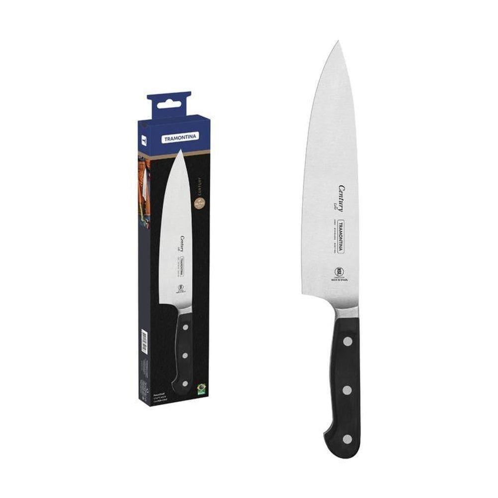 Faca Chef Tramontina Century Em Aço Inox E Cabo Em Policarbonato 8”