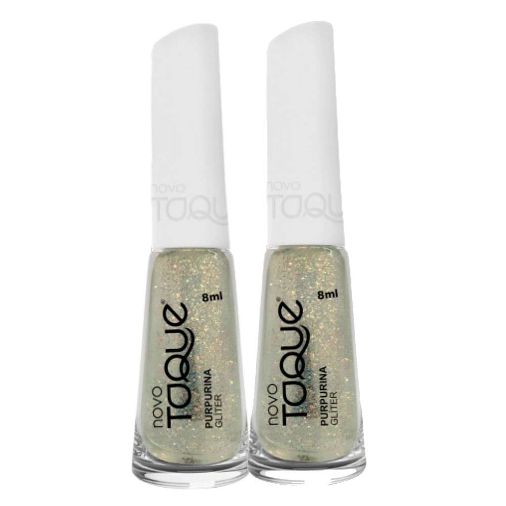 Kit 2 Esmalte Novo Toque Purpurina Gliter 8ml