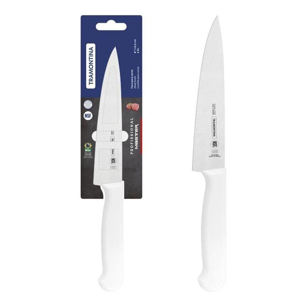 Faca Para Carne Tramontina Aço Inox E Cabo De Polipropileno Branco 6”