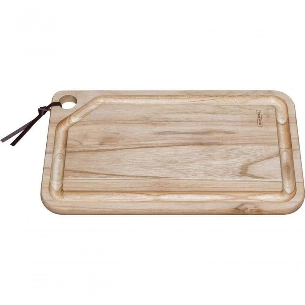 Tábua Para Churrasco Tramontina Retangular Em Madeira Teca Natural 40 X 24 Cm