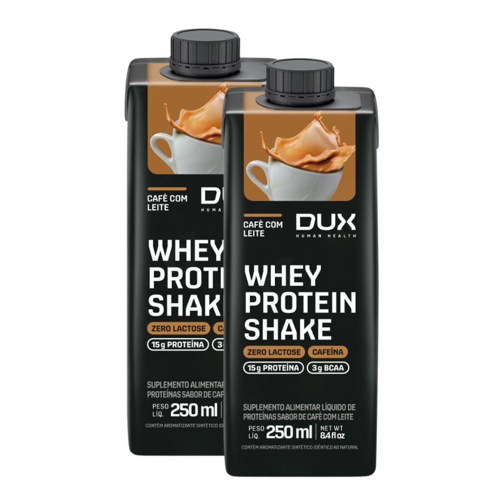 Kit 2 Bebida Láctea Whey Protein Shake Dux 15g de Proteína Sabor Café com Leite  250ml