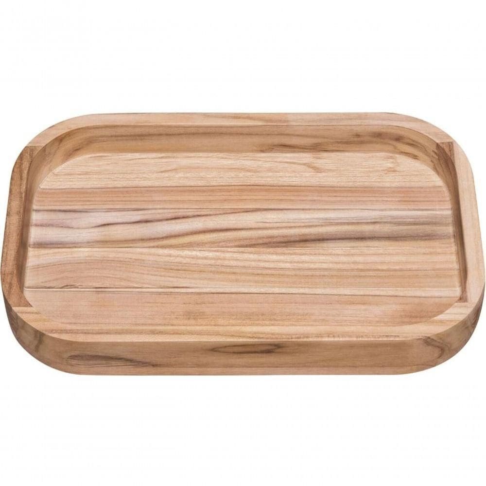 Gamela Para Churrasco Tramontina Retangular Em Madeira Teca 40x25cm