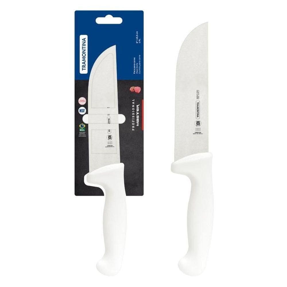 Faca Para Carne 6 Tramontina Com Lâmina Em Aço Inox E Cabo De Polipropileno Branco