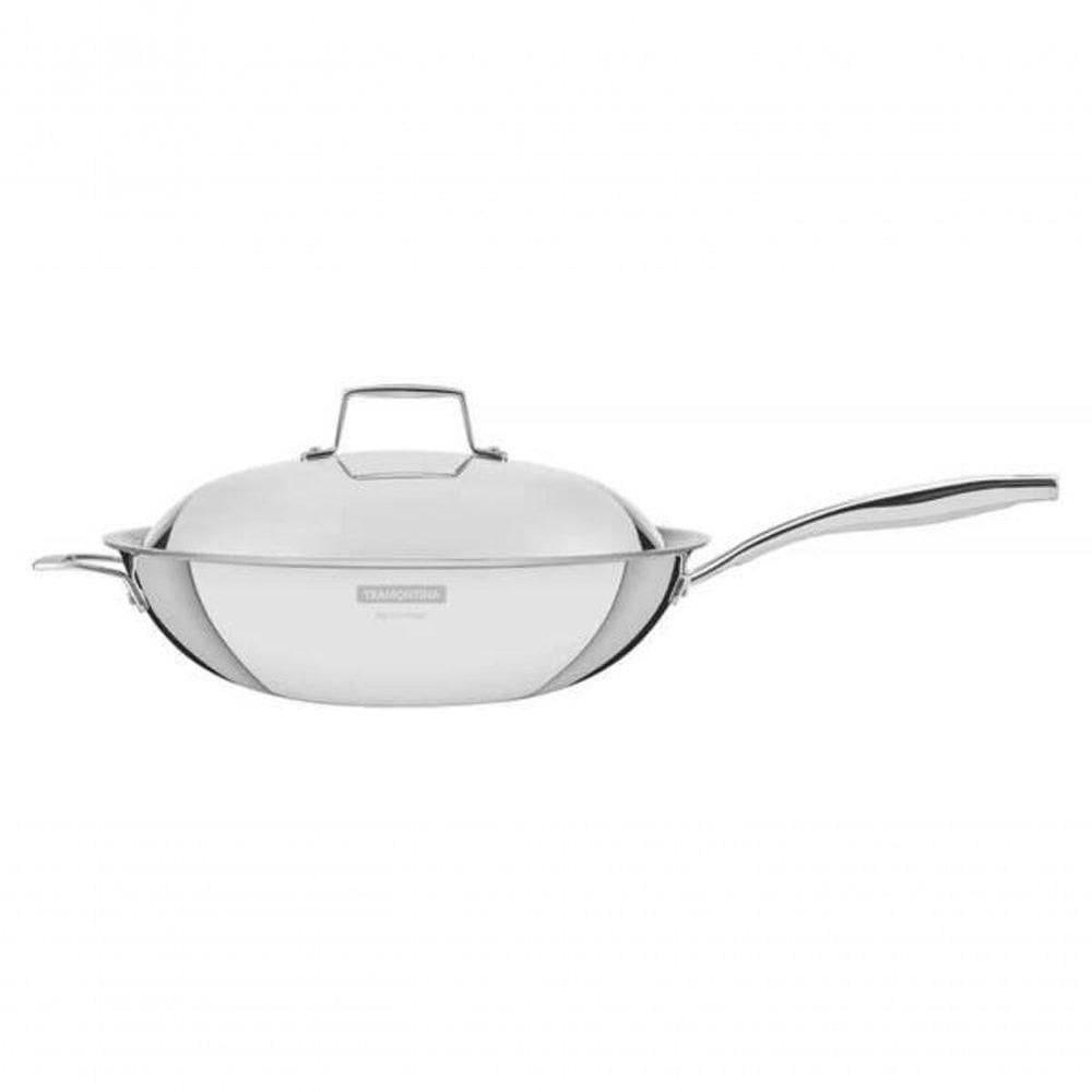 Wok Tramontina Grano 32cm Em Inox Com Corpo Triplo E Tampa
