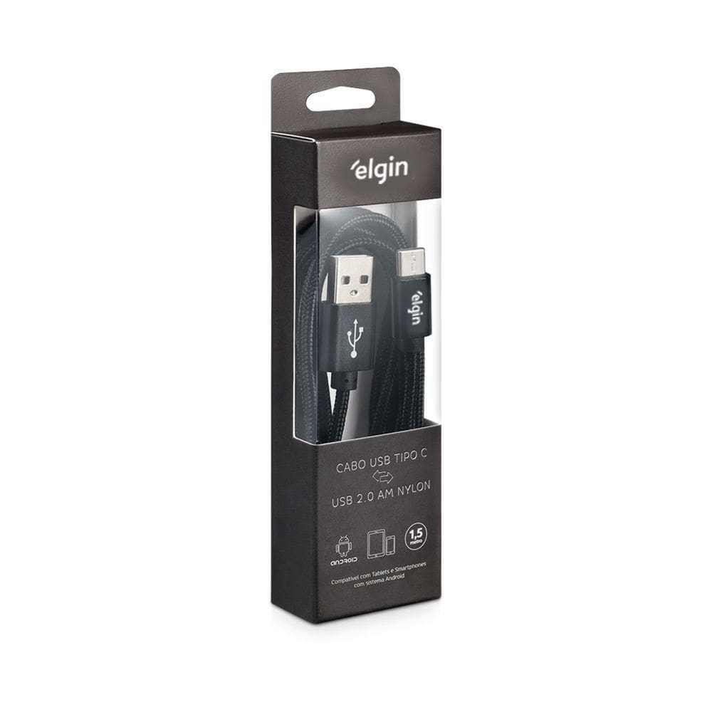 Cabo Usb-C Nylon Preto 1,5m 480mbps