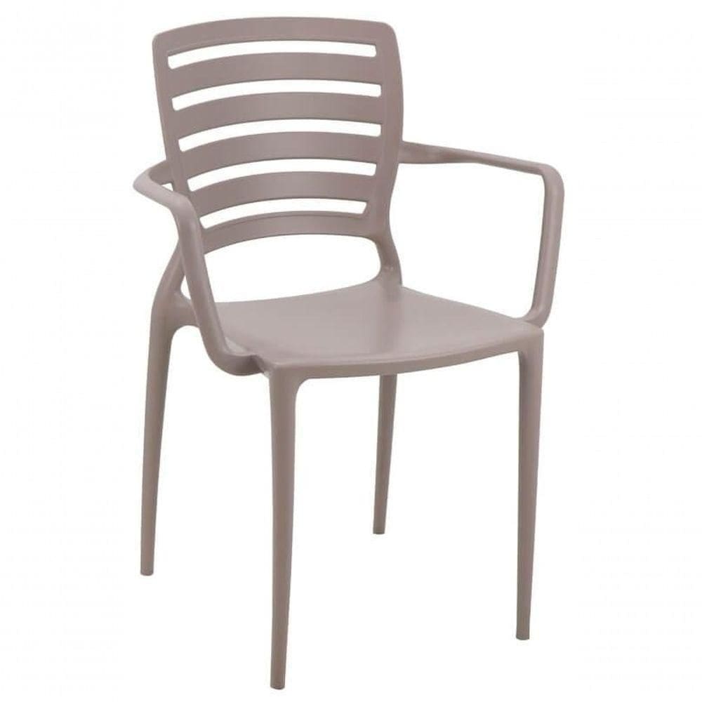 Cadeira Tramontina Sofia Com Encosto Horizontal E Braços Camurça