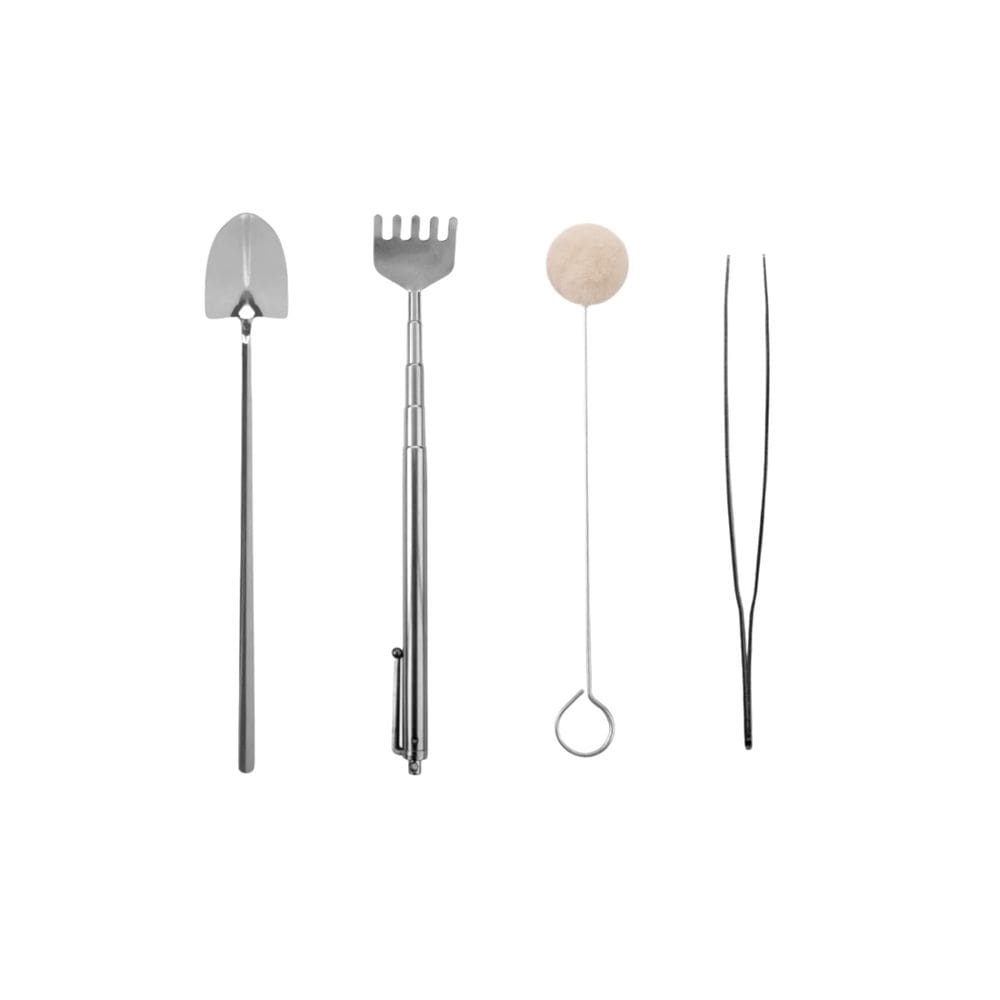 Ferramenta Jardinagem Inox Pa Ancinho Pinça Mini Jardim 4un