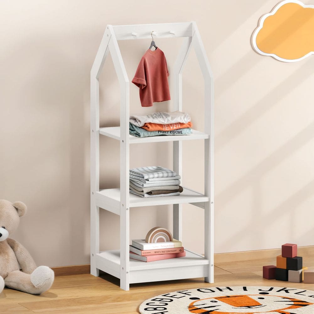 Estante Prateleira Quarto Infantil Cabideiro Madeira Branco Sally