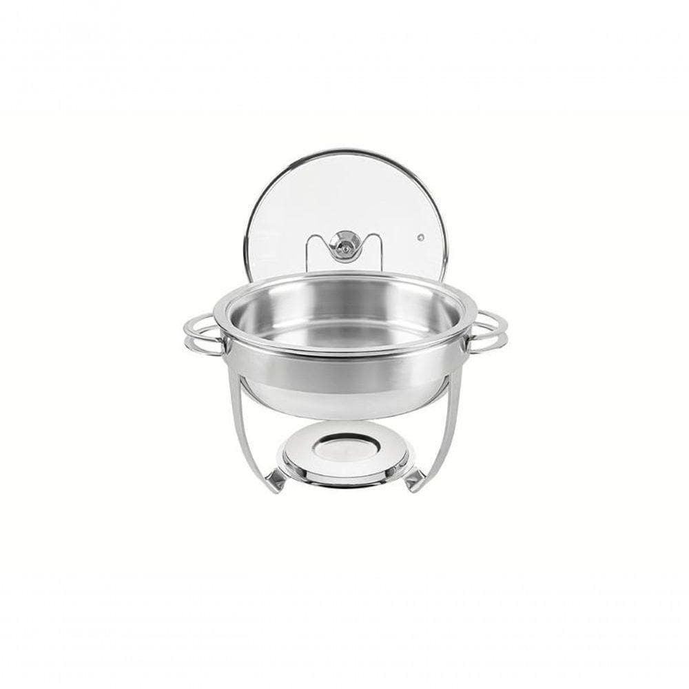 Rechaud Tramontina Redondo Em Inox Banho Maria Com Suporte Para Tampa 4,3 L