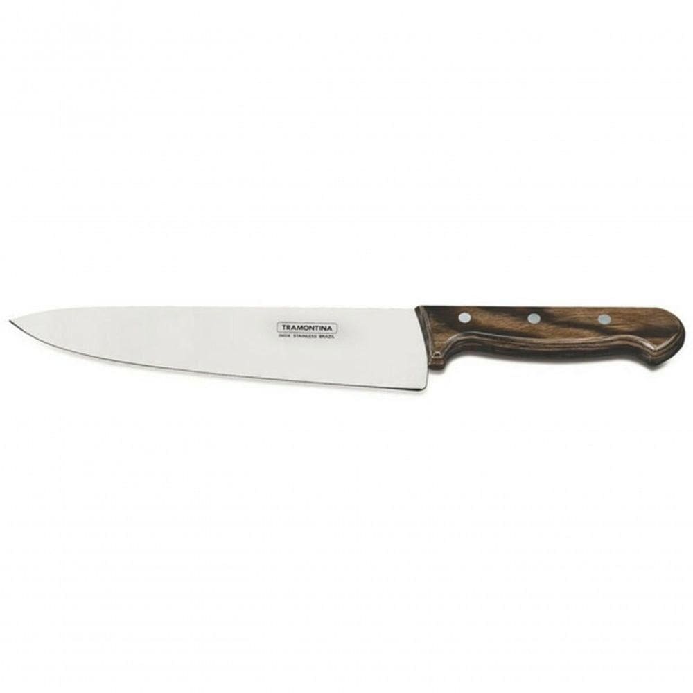 Faca De Carne Tramontina 10 Aço Inox E Cabo Polywood Castanho