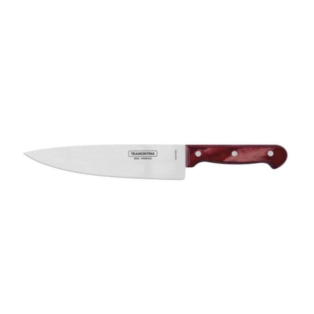Faca Chef Tramontina Polywood 8 Aço Inox Vermelho