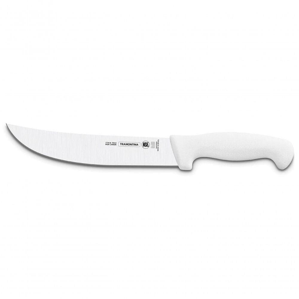 Faca Para Carne 10” Tramontina Com Lâmina Em Aço Inox E Cabo Em Polipropileno Branco
