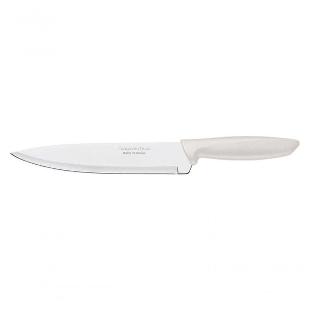 Faca Chef Tramontina Plenus 8” Aço Inox Cabo Off White