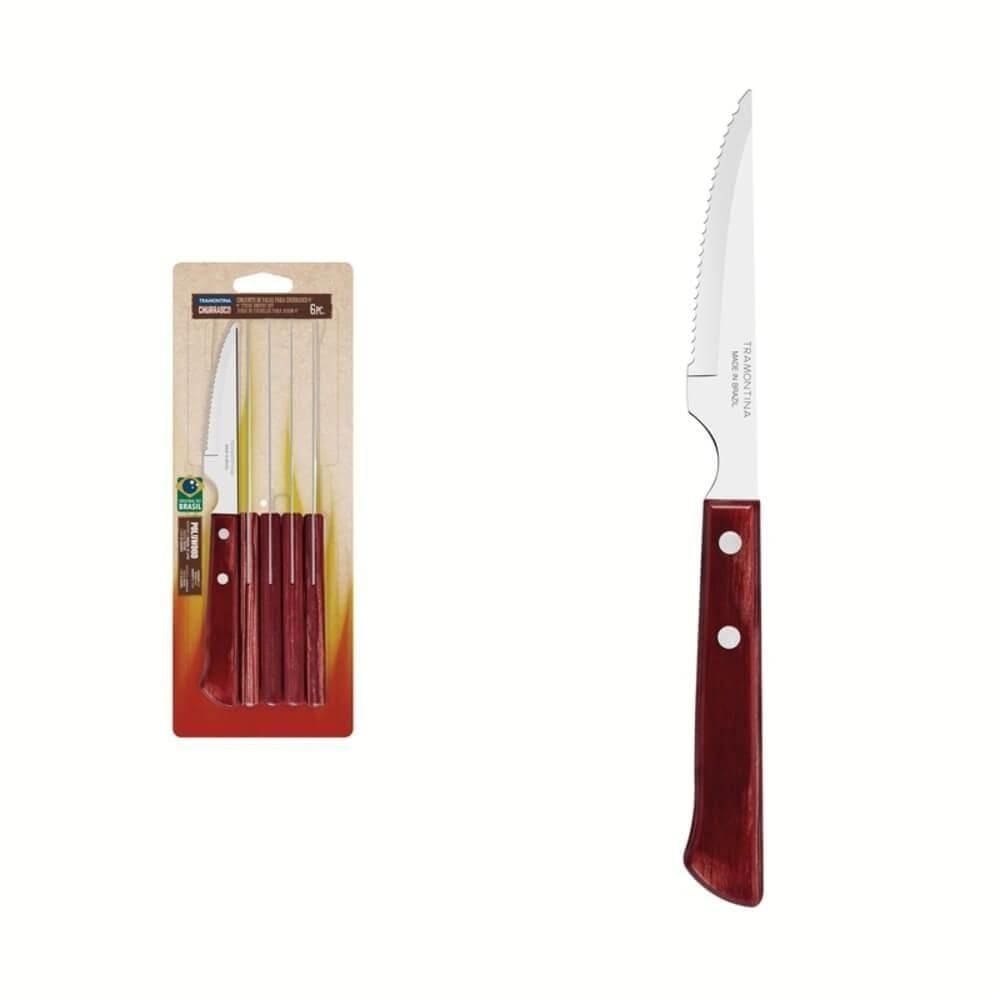 Conjunto Tramontina 6 Peças Facas Aço Inox Cabo Vermelho