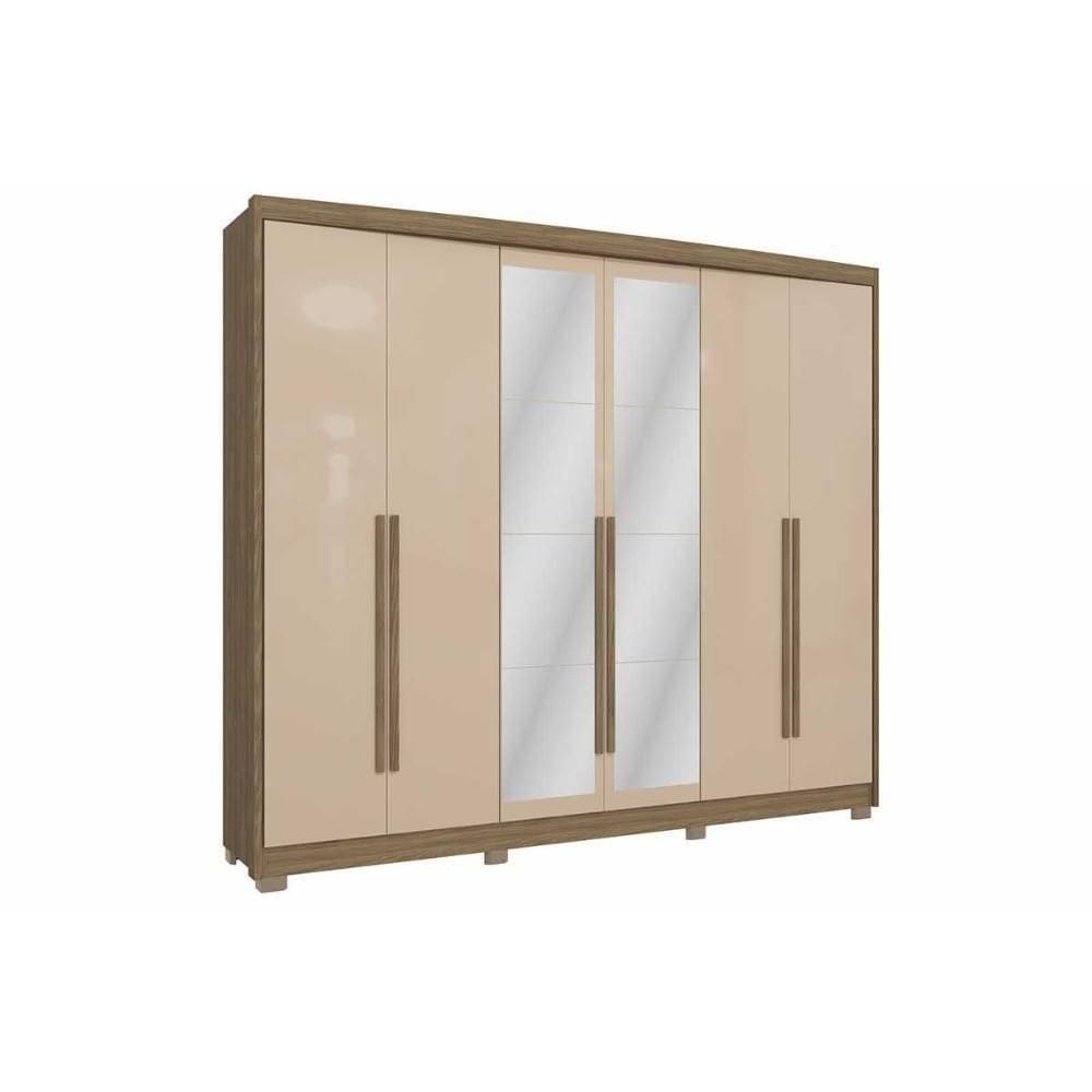 Guarda Roupa Casal 6 Portas (2 C/ Espelho) E 6 Gavetas Cb01n566 Canela - Kappesberg