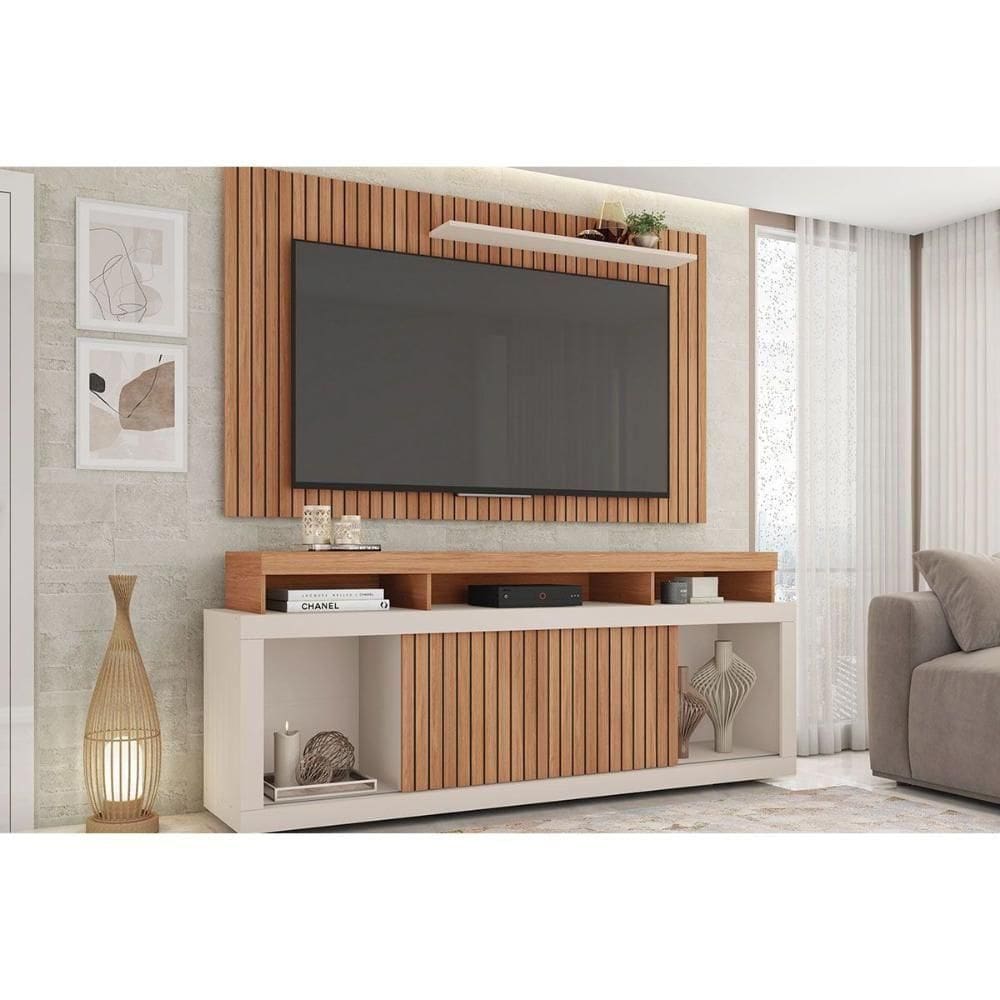 Home P/ Tv Até 60 Pol New Oscar C/ Rodízios 180x174cm Freijo/off White - Caemmun