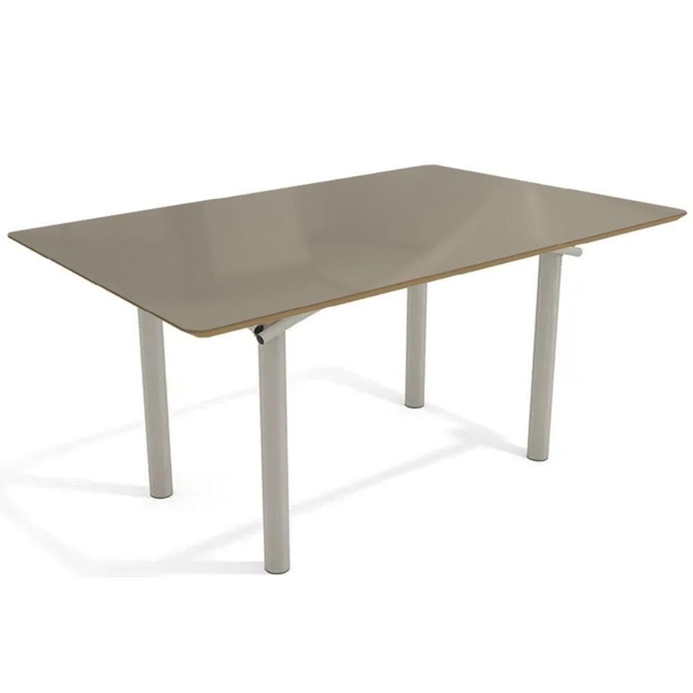 Mesa De Sala Jantar Elba Tampo Madeirado C/ Vidro 160cm Niquel/freijo Bronze - Kappesberg