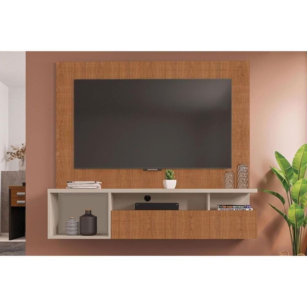 Home P/ Tv Até 55 Pol Brasil C/ Nichos 136x122cm Freijo/off White - Caemmun