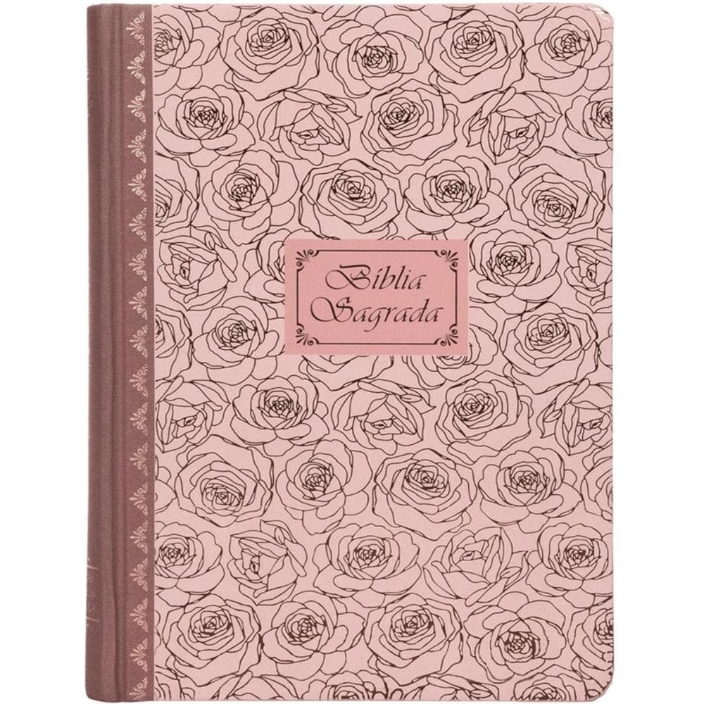 Biblia Sagrada Catolica Ntlh, Rosas, Capa Dura Rosa Com Lombada Em Tecido, Leitura Perfeita