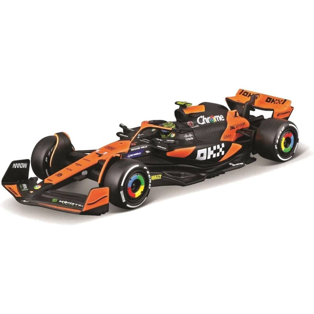 Miniatura Bburago McLaren F1 MCL38 Miami Grand Prix 2024 Lando Norris 4 1/43 c/ Piloto
