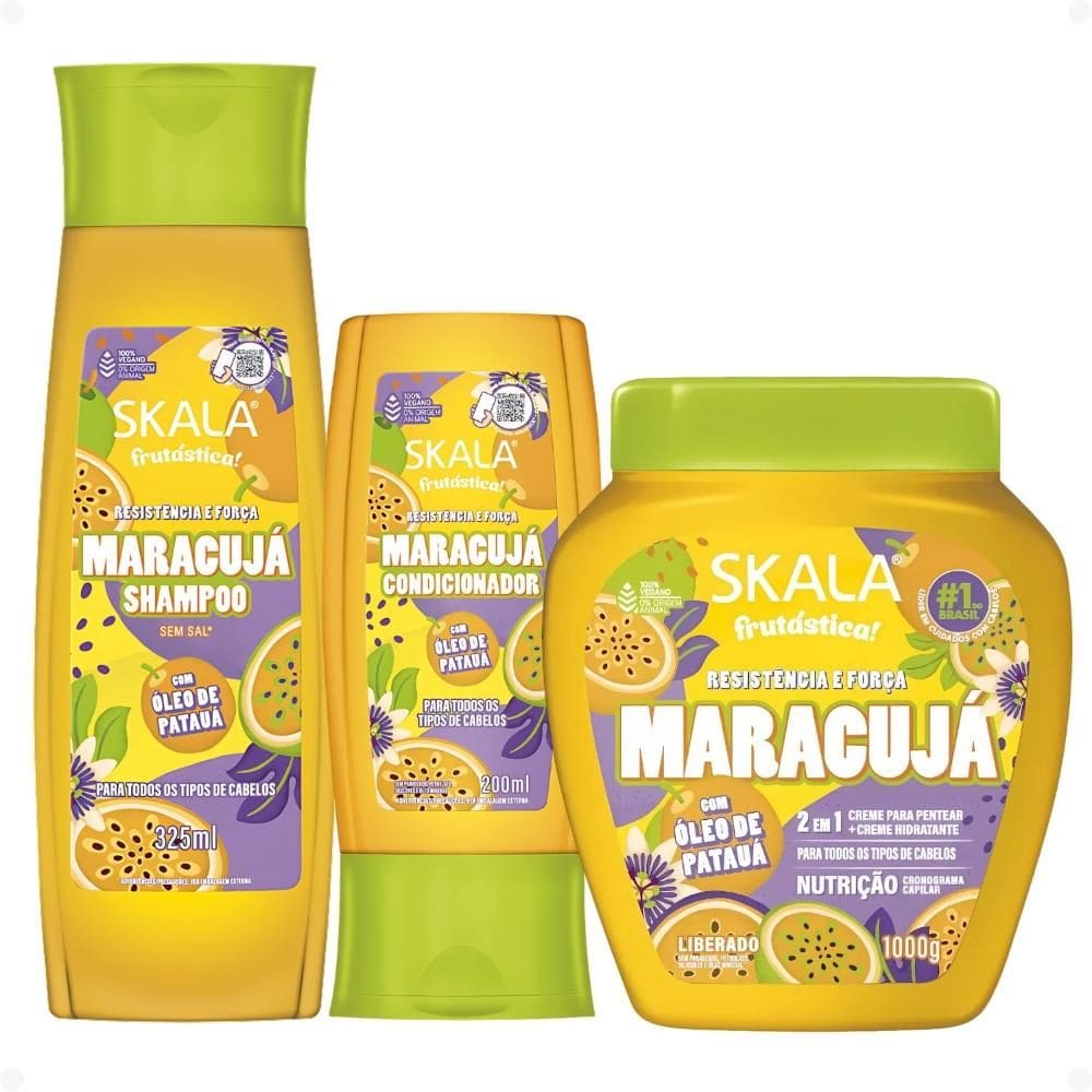 Kit Skala Maracuja: Shampoo 325ml e Condicionador 200ml + Creme De Tratamento 1000g