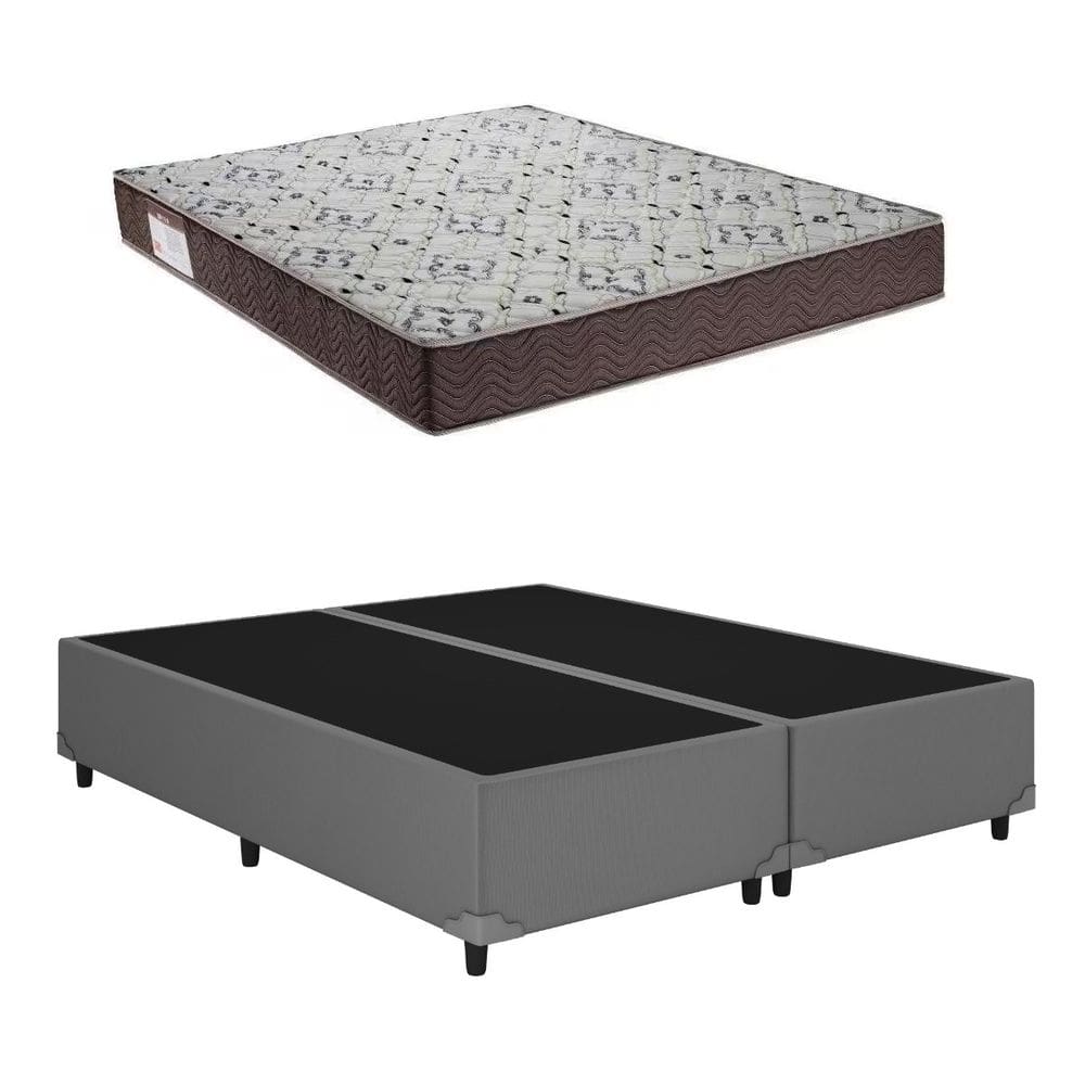 Cama Base Box Casal Bipartido Cinza Colchão ISO 150 D45 - Ortobom