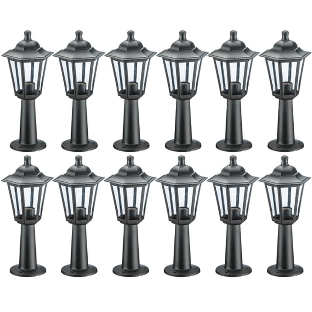 12 Luminárias Pretas Termoplástico Balizador de Chão Bivolt Jardim Colonial Dital