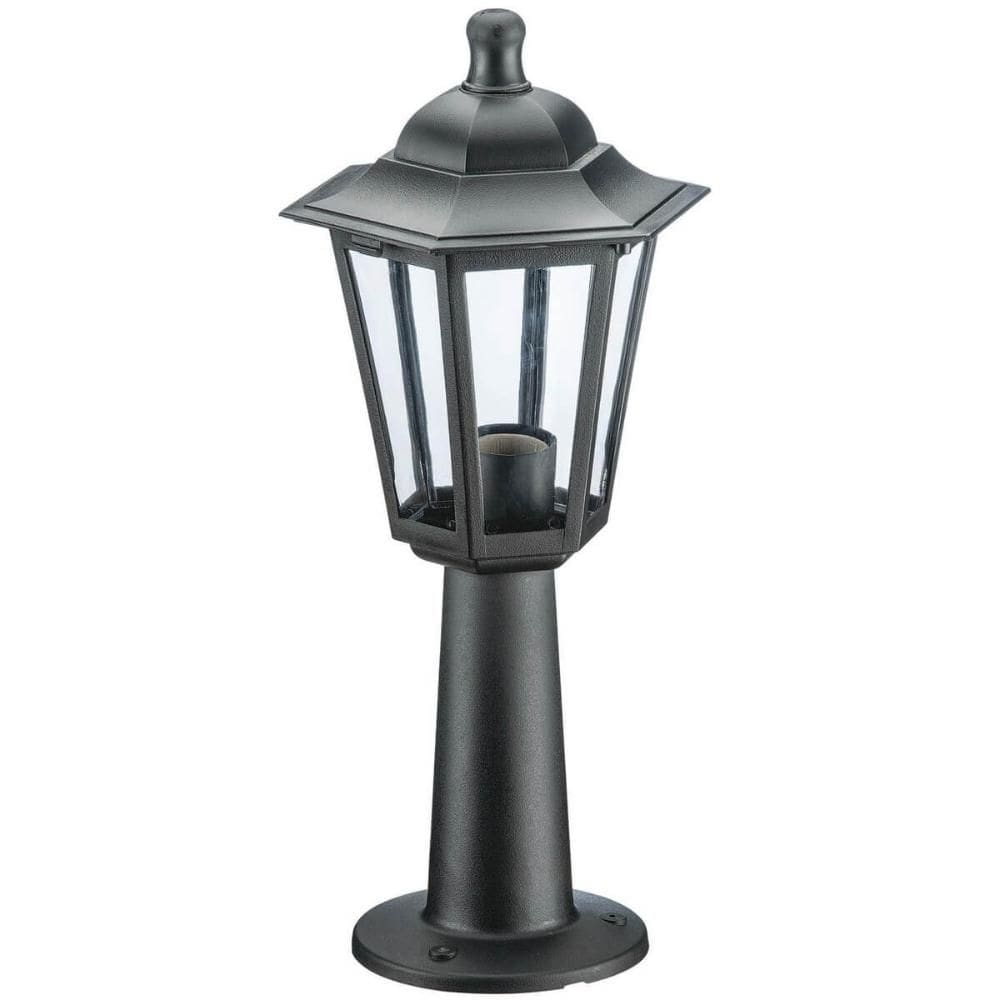 Balizador Mini Poste 44cm Preto Luminária Bivolt Grega Cristal Lente Transparente