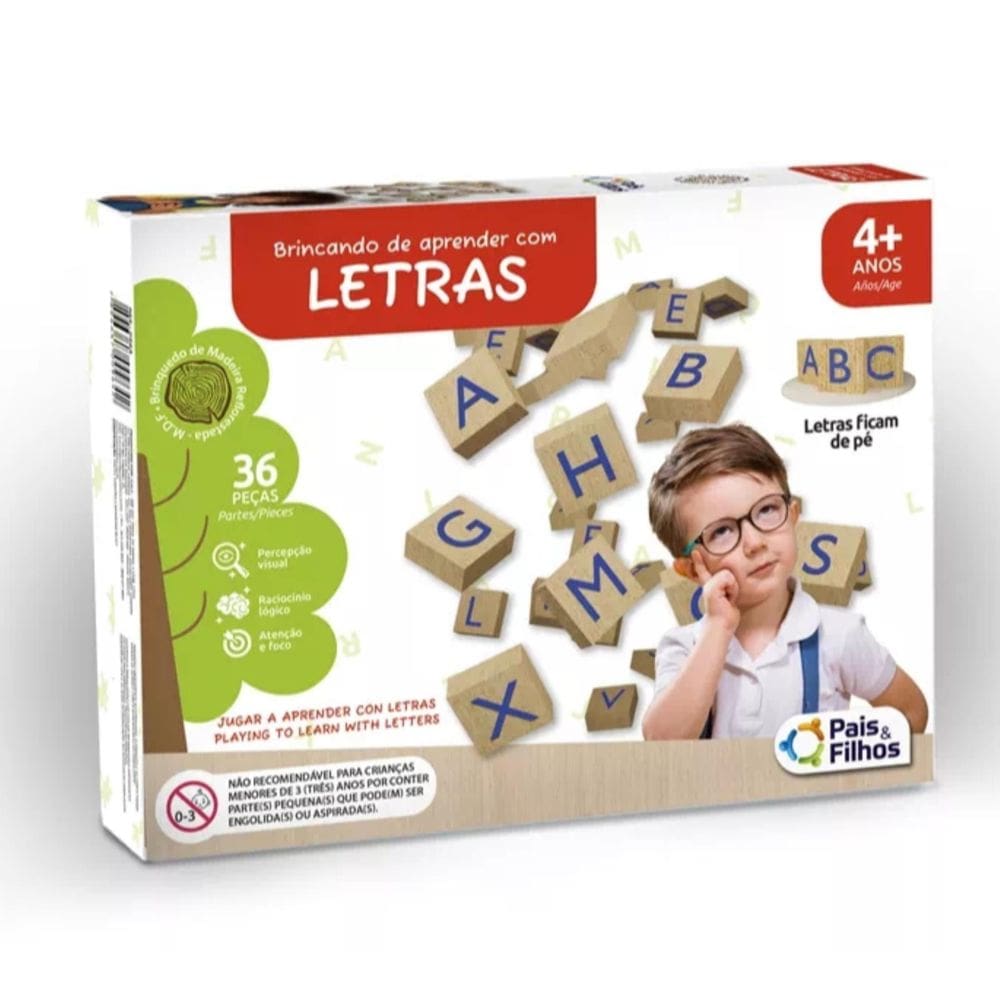 Brincando De Aprender Com Letras Em Madeira - Pais & Filhos