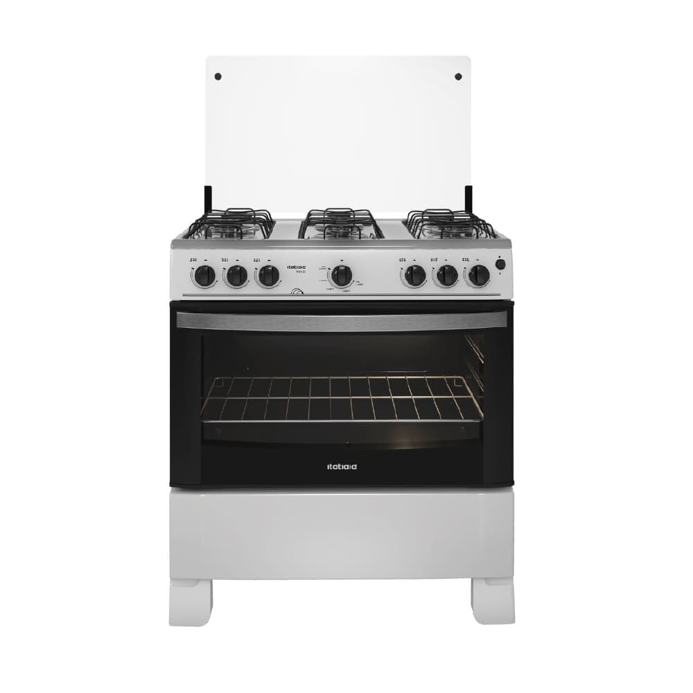 Fogão à Gás Itatiaia Waves 6 Bocas Branco Mesa Inox Forno 88,5 L-Bivolt