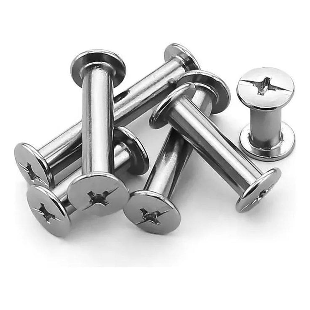 2X Parafuso De Metal Para Pastas Niquelado 5Mm Com 50 Peças