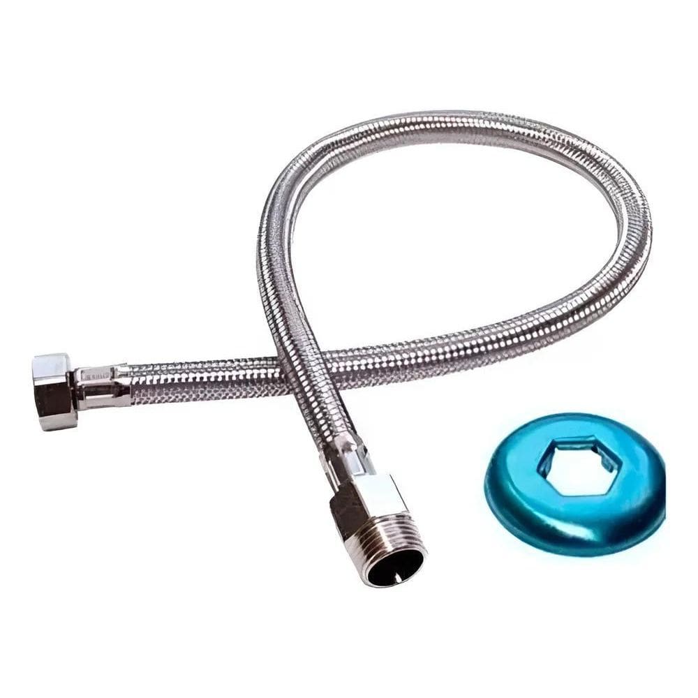 2X Engate Mangueira Flexível Trançado Aço Inox 40Cm Quente F