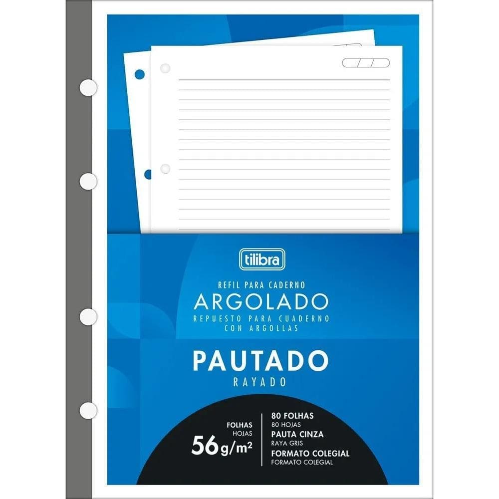 2X Bloco Refil Fichário Caderno Argolado Colegial 80 F Tilib