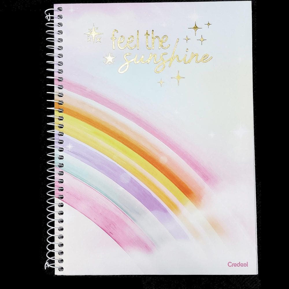 Caderno Universitário 1 Matéria 80 Folhas Arco-Íris Menina