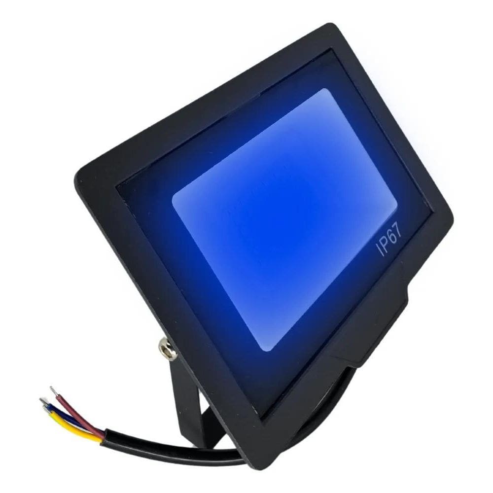 2X Refletor Led Azul 100W Holofote Para Quintal.