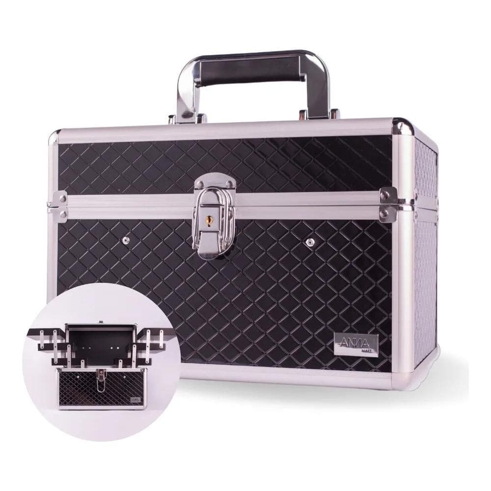 Maleta De Maquiagem Profissional Anna Make R210 Vazia Preta