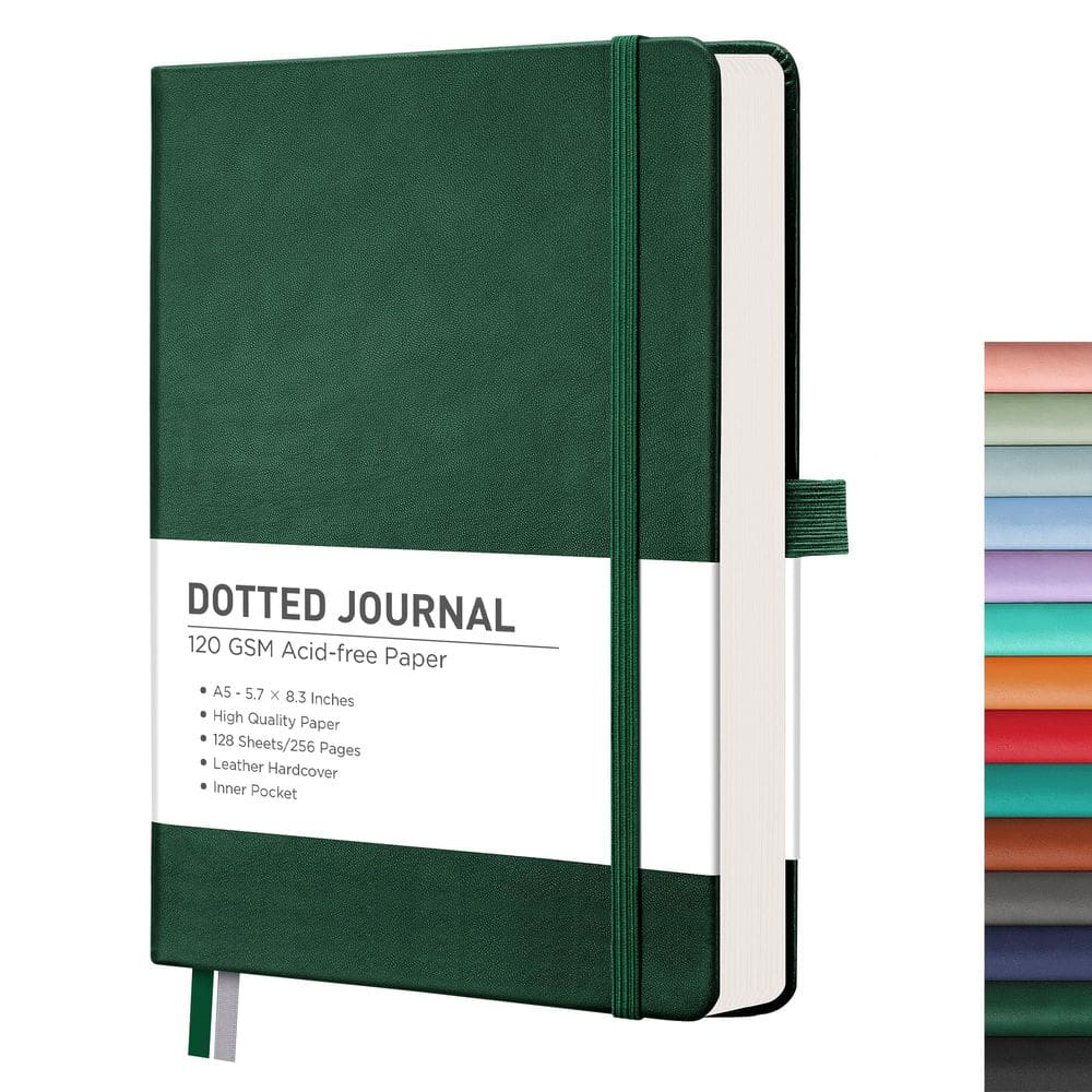 Notebook RETTACY Bullet Dotted A5 com 256 p, 120 g/m2 verde escuro