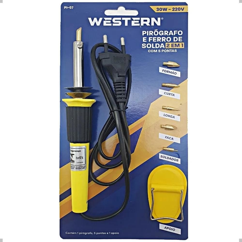 Pirografo Gravador Madeira Couro Ferro Solda 5 Pontas 127 V