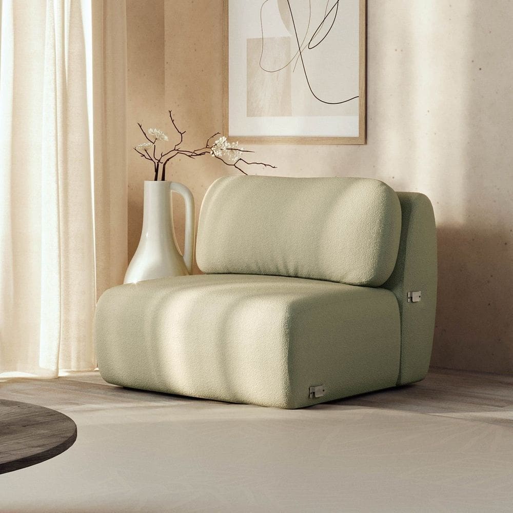 Sofá Modular 100cm sem Braço Orla Cabecasa Madeiramadeira Verde Água