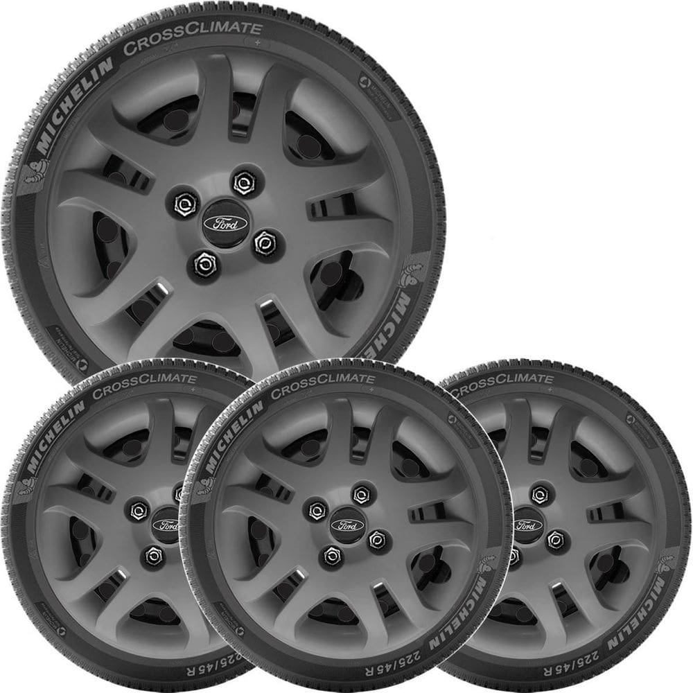 4X Calota Ford Fiesta Ka Escort Aro 14 Grafite Emblema 026Cb