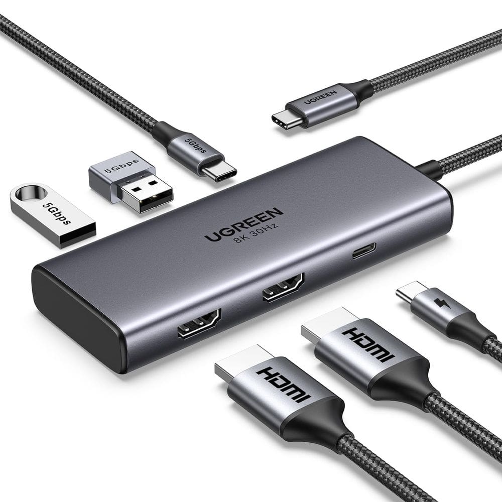 Estação de acoplamento UGREEN Revodok 206 6 em 1 USB-C 100W PD 8K