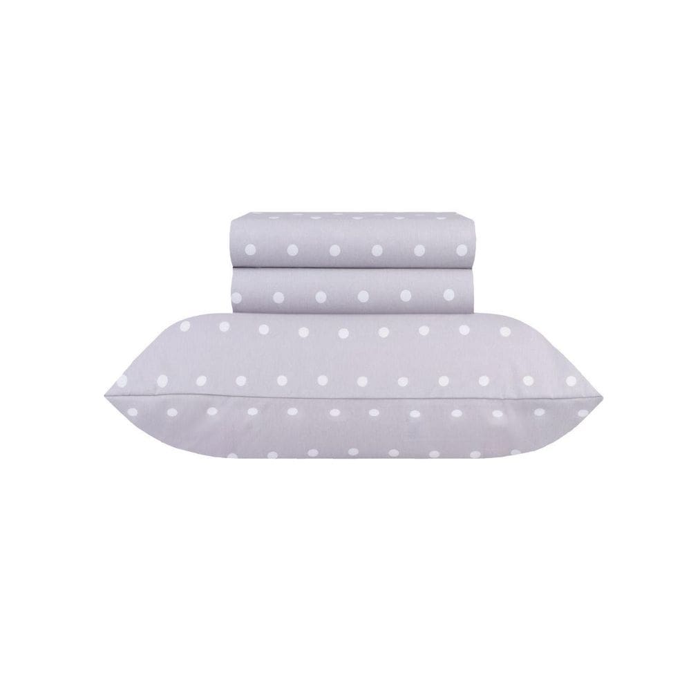 Jogo De Cama Solteiro Sultan 180F Sonhare Prata Poá 3 Peças