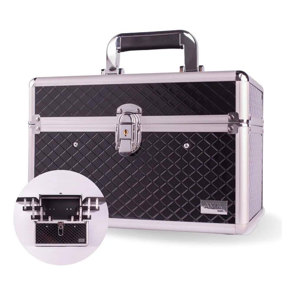 Maleta De Maquiagem Profissional Anna Make R210 Vazia Preta