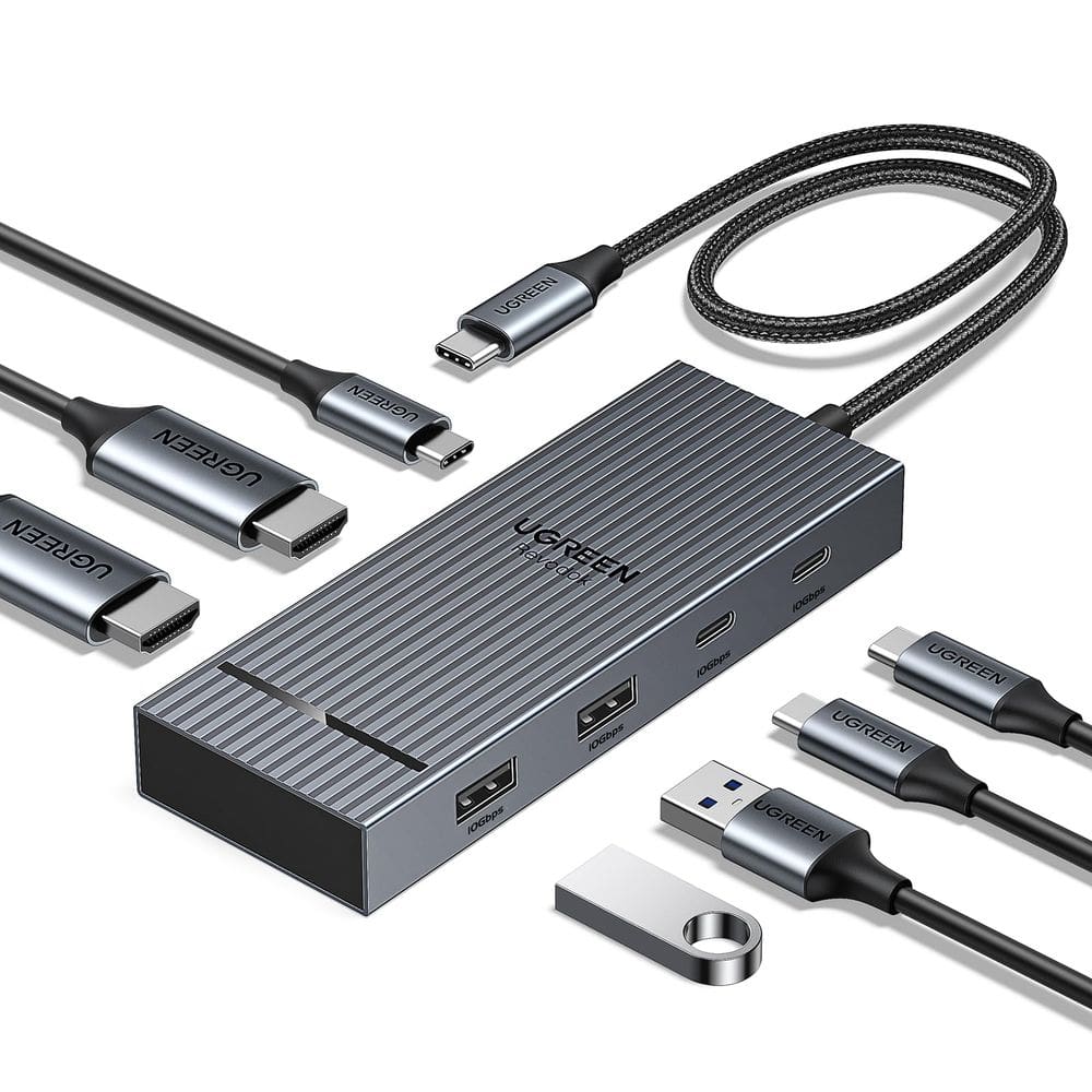 Estação de ancoragem USB C UGREEN Revodok Pro 7 em 1 Dual 4K HDMI