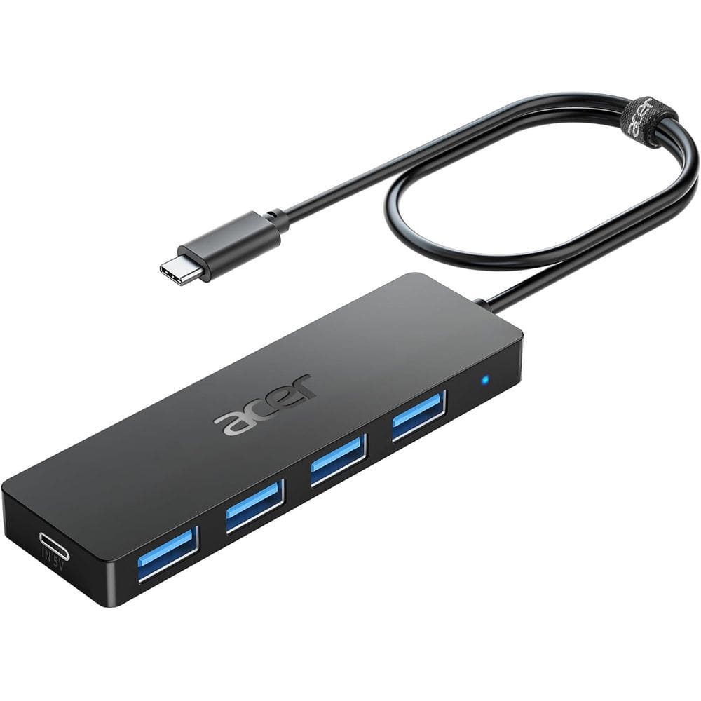 Hub USB C Acer de 4 portas USB 3.0 com porta de alimentação tipo C, cabo de 2 pés