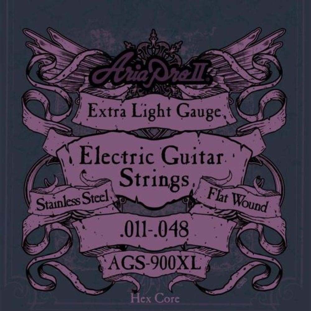 Encordoamento Para Guitarra Flat Wound .011 AGS900XL Aria Pr