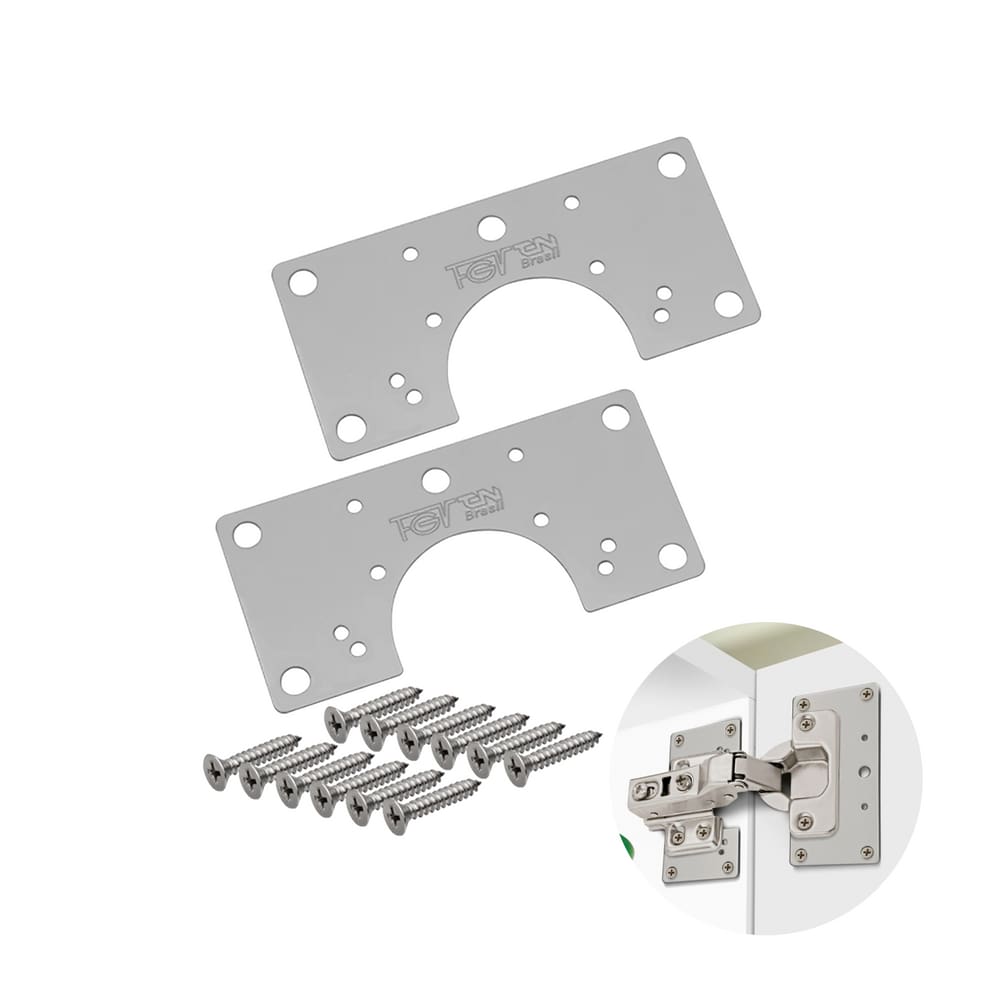 Kit 2 Placa de Reparo Dobradica / Calco + Paraf