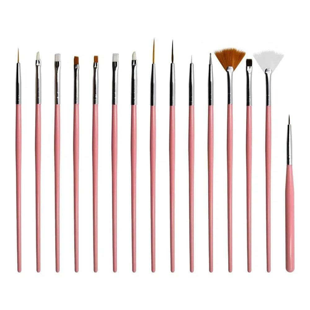Kit 15 Pincéis Decoração De Unhas Gel Nail Art Profissional